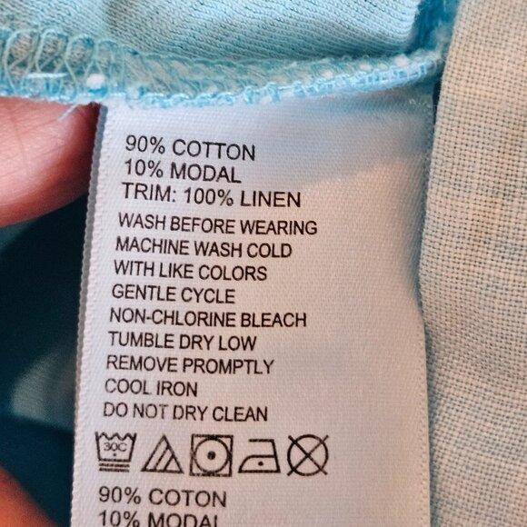 2/$30 Tommy Bahama Arden Flounce Dress Sleeveless Mixed Media Blue Linen - Picture 8 of 14